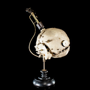 Antique Trephine mounted with real human skull